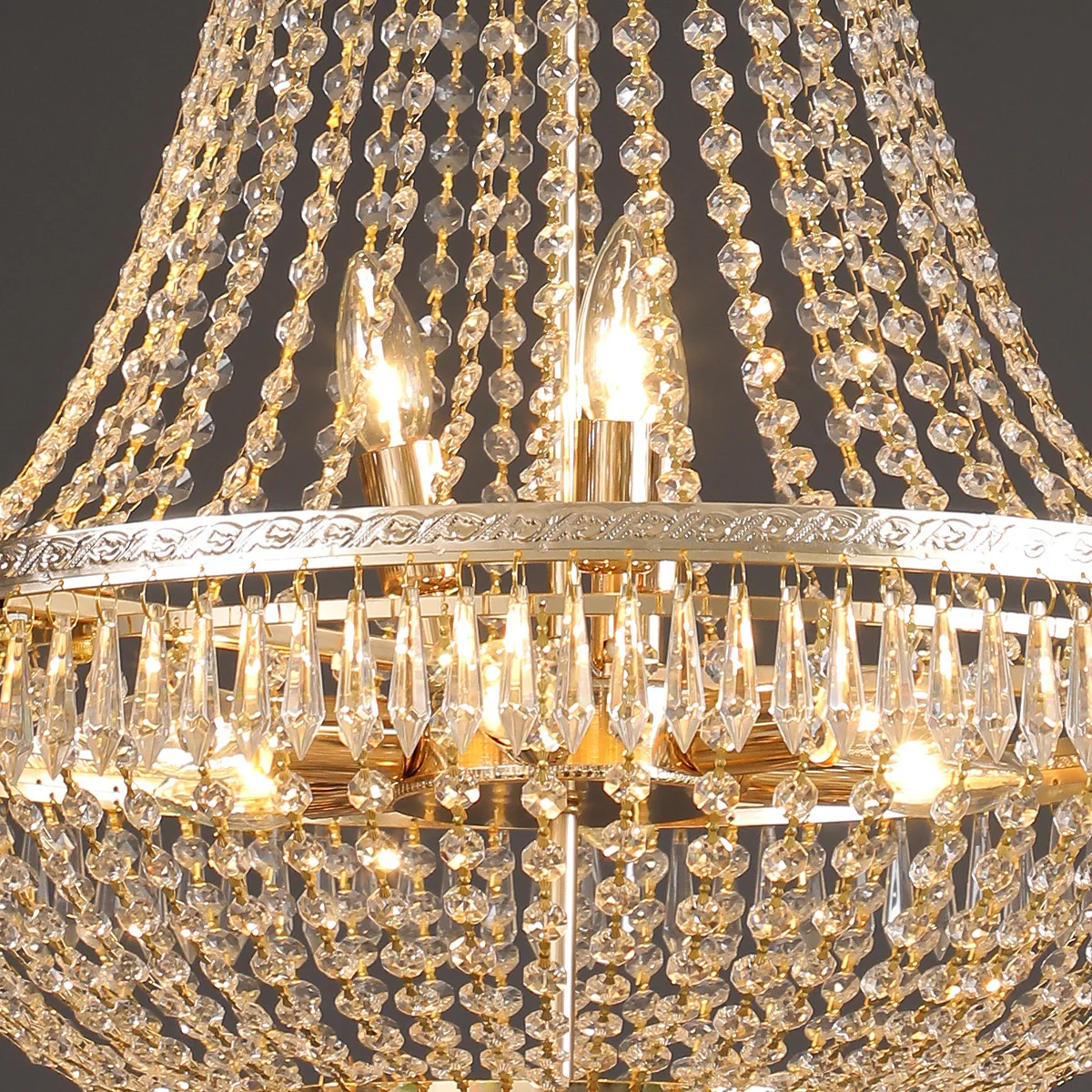 LED Pendant Light Luxury For Living Room Crystal Chandelier Hotel Lobby Villa High Ceiling Staircase European-Style Chandelier