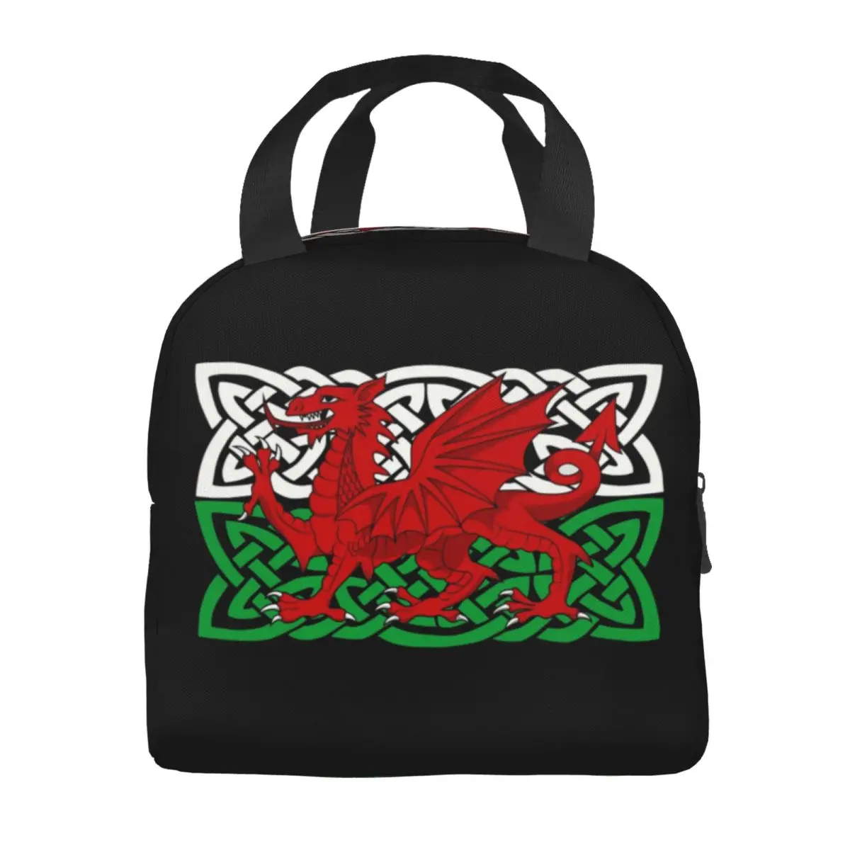 Custom Red Dragon Wales Cymru Flag Insulated Lunch Bag for Outdoor Picnic Welsh Proud Cooler Thermal Lunch Box Women Kids