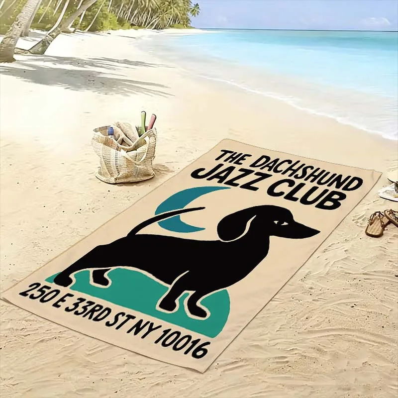 Dachshund Dog Lover Beach Towel Funny Pet Owner Jazz Club Gift Mat for Pool Beach Bathroom