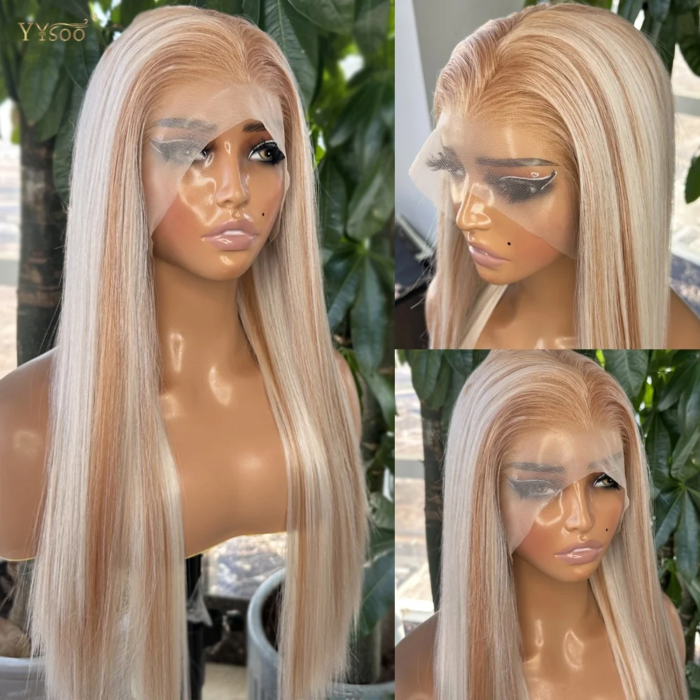 

Long Straight Highlights Mixed Color JapanFutura Hair Heat Resistant Wig Natural Hairline Glueless 13X4 Synthetic Lace Front Wig