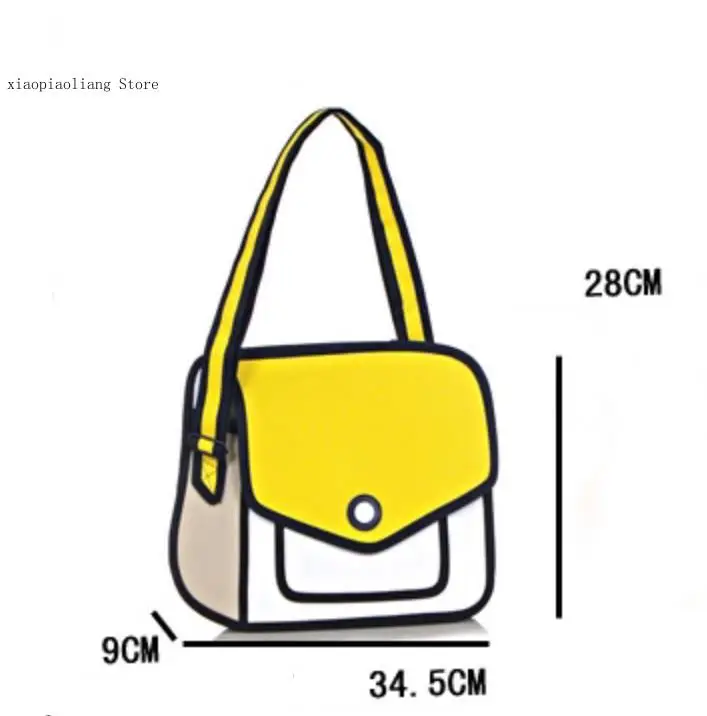 Creative Fashion 2D Bag Painting Cartoon Paper Cartoon Handbag Women Casual Shoulder Bag