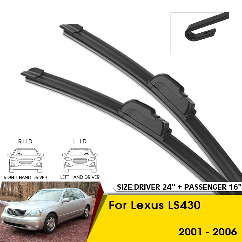 

Car Wiper Blades For Lexus LS430 2001-2006 Windshield Windscreen Front Window Blades 24"+16" Car Accessories