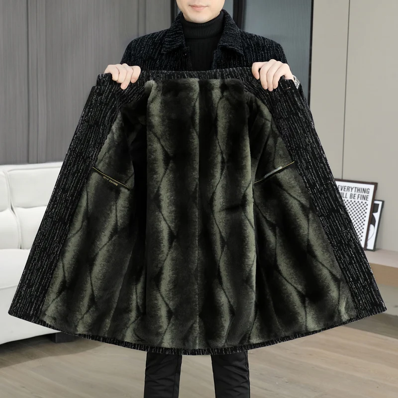 

Men Woolen Coats Men's business Fashion Casual Trench Coat with Wool Liner Men 2026 Autumn Winter Warm Wool Coat