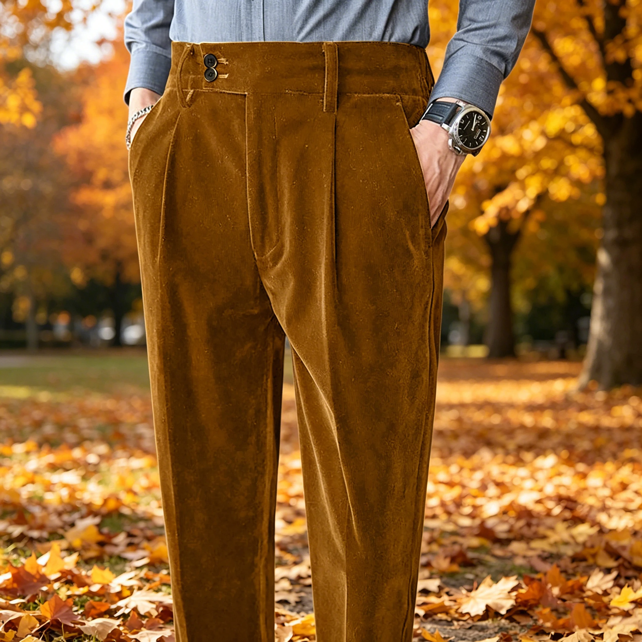 retro-men's-velvet-high-waist-pants-pleated-straight-leg-business-casual-trousers-autumn-winter-office-daily-commute-dress-pants
