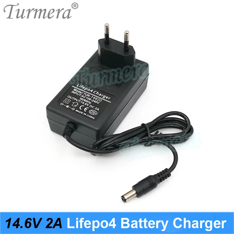 Turmera 4S 14.6V 2A Lifepo4 Battery Charger DC 5.5*2.1mm for 4Series 12.8V 14.4V 18650 32650 32700 33140 Lifepo4 Batteries Use A