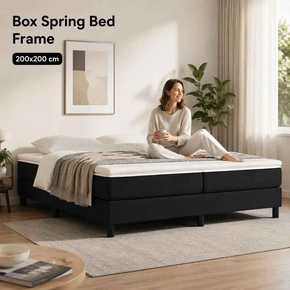 Struttura Letto con Materasso a Molle 200x200 Cm, Tessuto Traspirante, Gambe Robuste, Pannelli per Distribuzione del Carico, per Camera da Letto, Senza