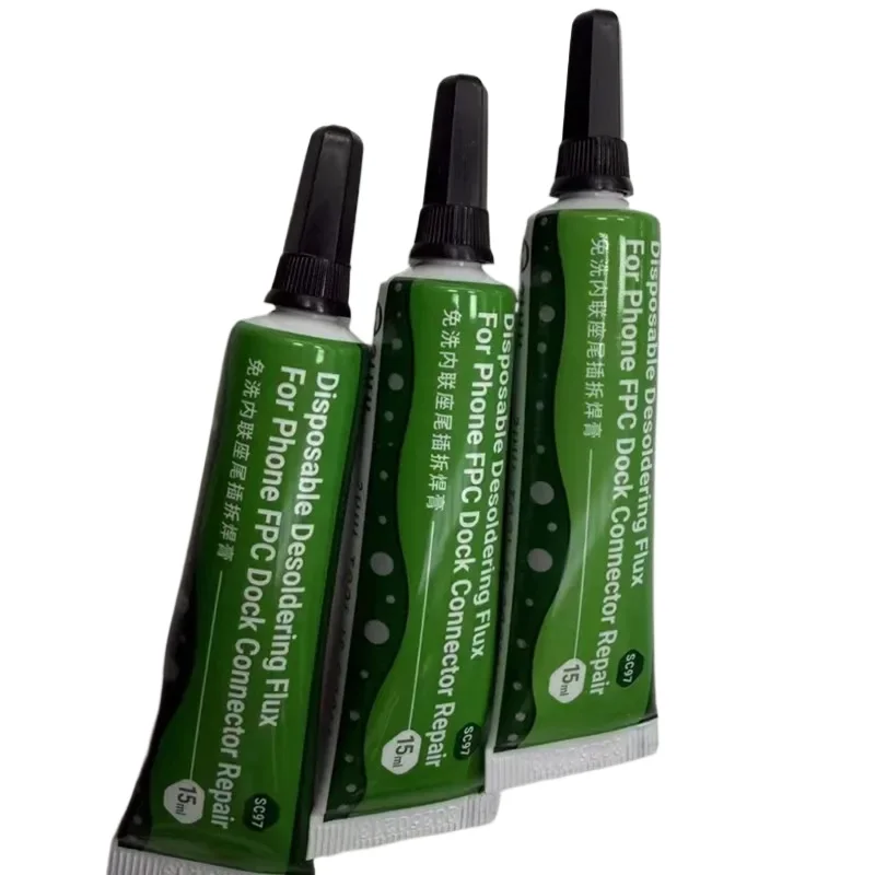 2UUL SC97 Flusso dissaldante 15ml Pasta usa e getta per il telefono FPC Dock Connector Riparazione No-Clean PCB Saldatura Telefono Pasta per saldatura