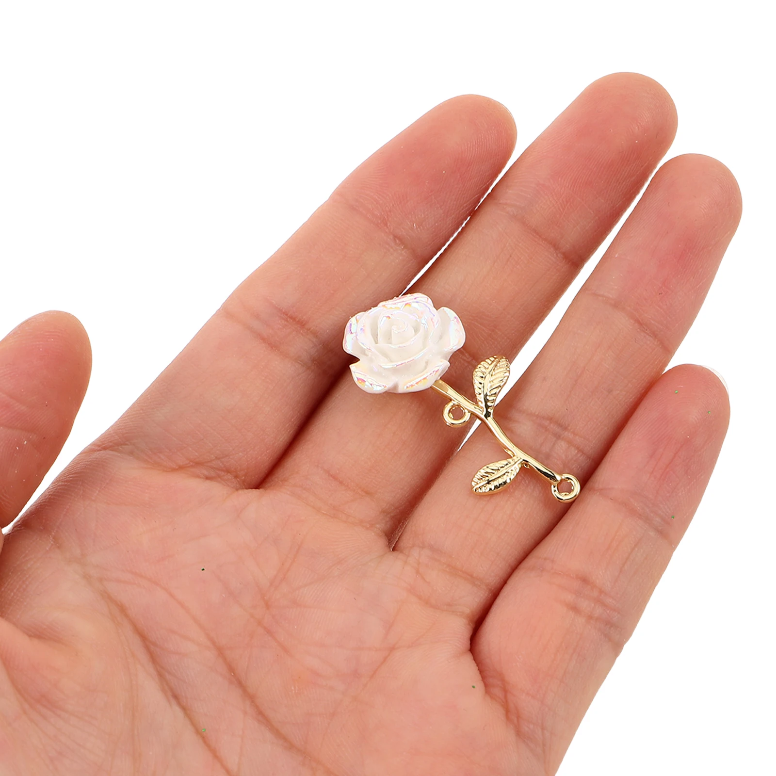 

20 PCS Golden Rose Pendant Bracelets Garments Charms Flower Accessories DIY Earrings Jewelry Making Necklace