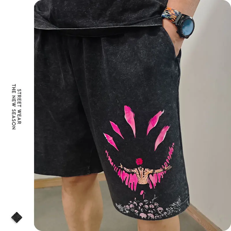 Anime Frieren Szorty Vintage Sprane Manga Sportowe Szorty Druk DTG Krótkie Spodnie Bawełniane Moda Y2K Półspodnie Board Man Girl