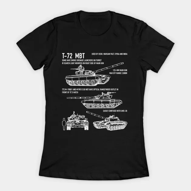 T-72 Russian Army Tank MBT Blueprint Women's T-Shirt