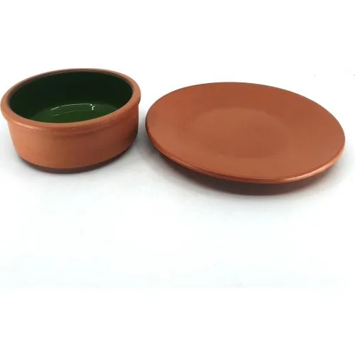 Myb Turkish Crafts Natural Clay Green Color Dish Hot Pot