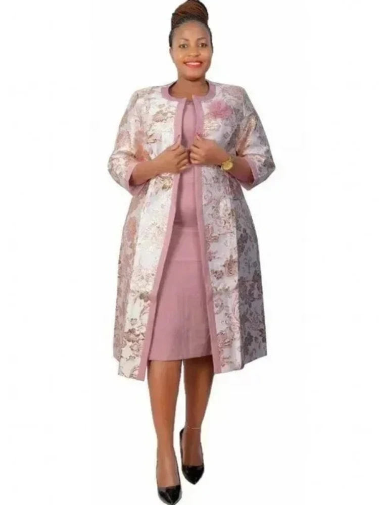

African Dresses For Women 2 Piece Set Flower Print Traditional Dashiki Muslim Fashion Abaya Boubou Robe Africaine Africa Dress