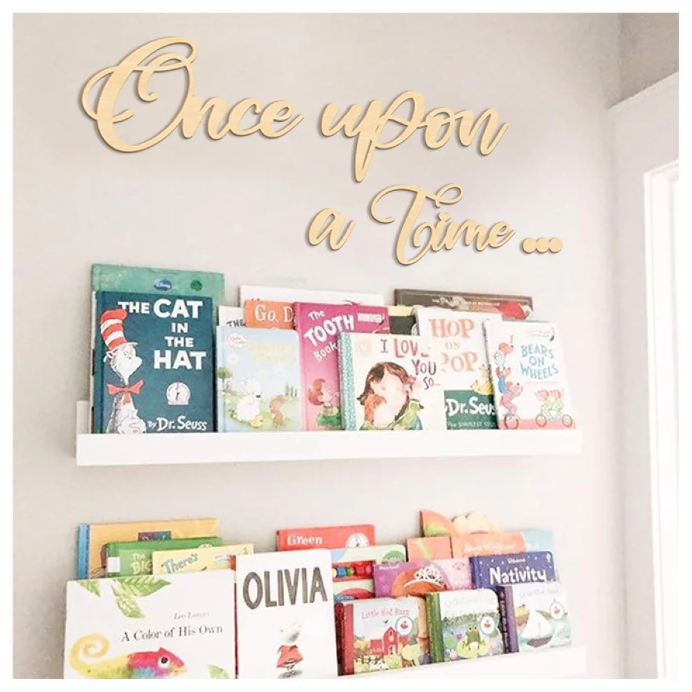 Once Upon a Time Sign Nursery Decor Once Upon a Time Wood Sign Wall Decor for Reading Corner Kids Room Family Bookshelf