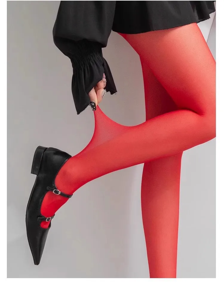 Red Sexy Tights Women Smooth Thin Slim Stocking High Waist Transparent Pantyhose High Elasticity One Piece Ultra Thin Stockings