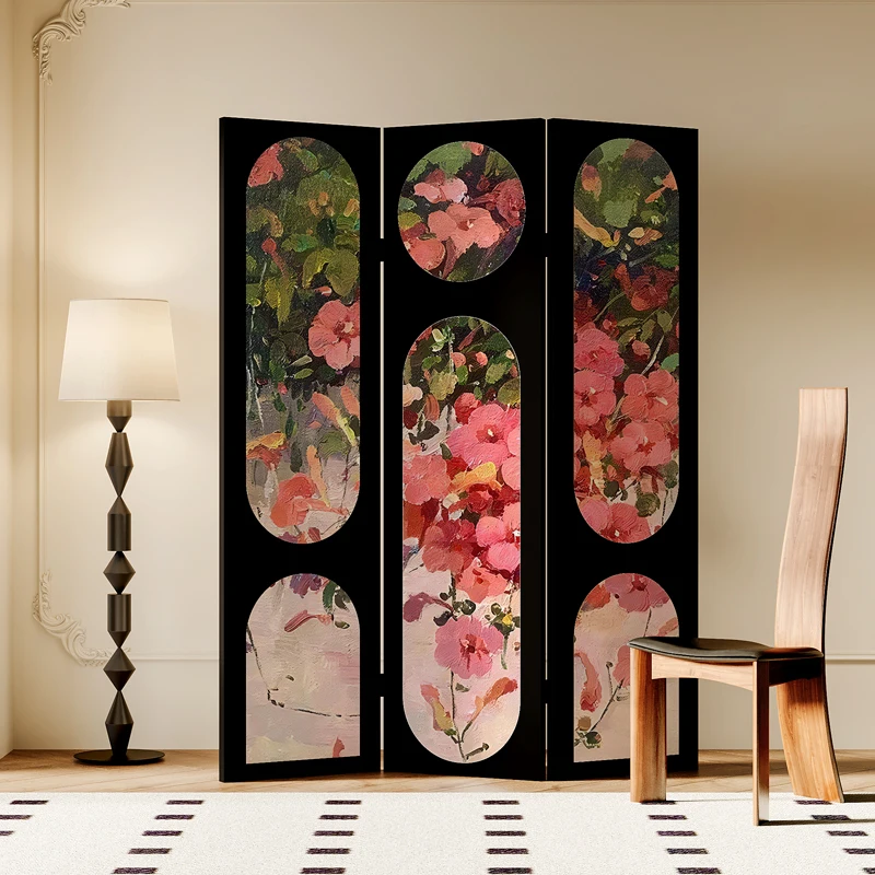 

Oil painting flower screen partition restaurant hotel living room sofa bedroom home removable shading foldable