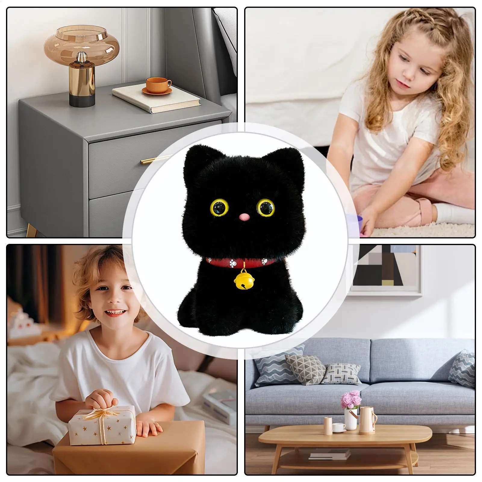Stuffed Animal Cat Adorable Soft Cartoon Kitten With Bell Design Plush Cats For Kids Girls Boys Adult Pet Lover Christmas