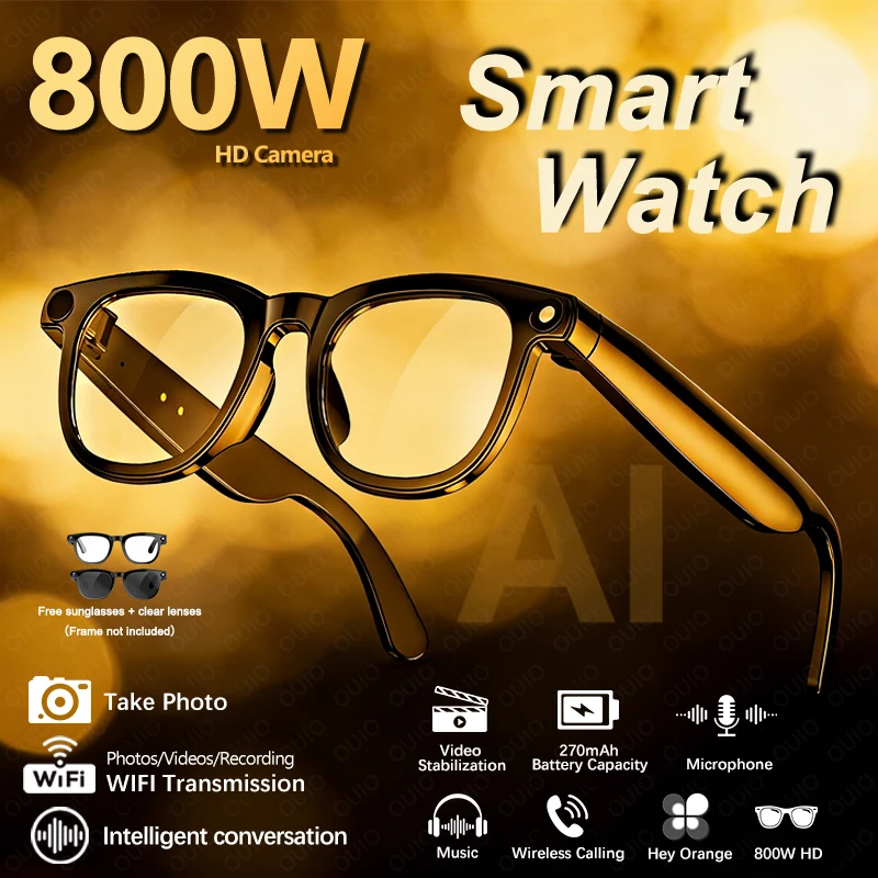 

Новые умные очки 2026 года с ИИ, камера 800 Мп, передача фото и видео, распознавание изображений ИИ, разговорная связь с ИИ, беспроводные звонки, умные очки