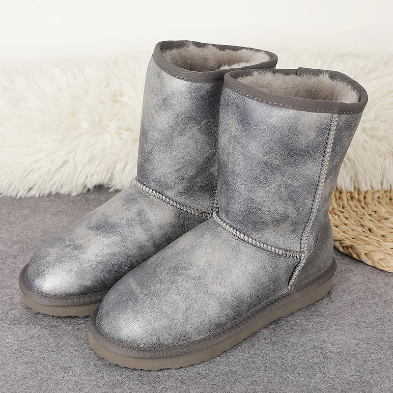 2023 Top Quality Wool Inside 100% Genuine Sheepskin Leather Woman Snow Boots Natural Boots Warm Wool For Women\'s Winter Boots