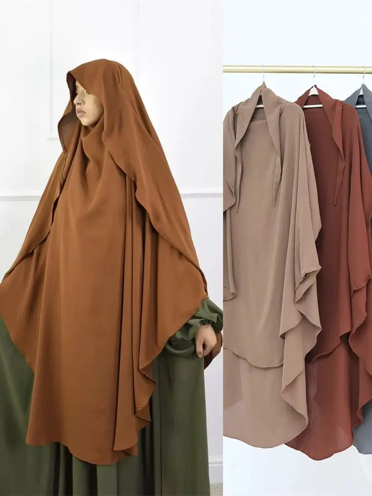 Ramadan Solid Khimar Abaya Dubaj Niqab Turcja Arabski Muzułmański Hidżab Islam Modlitwa Ubrania Dla Kobiet Djellaba Turban Musulmans Femme