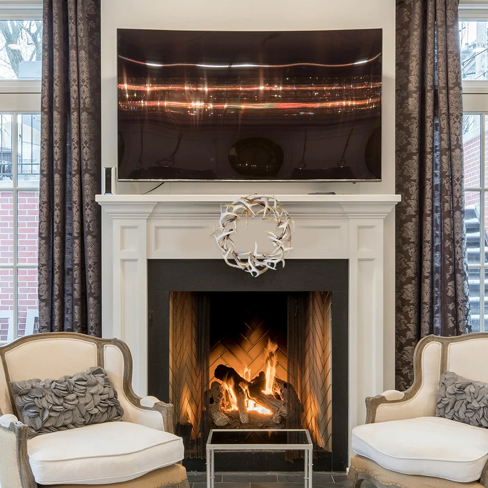 

Decorative Christmas Resin Antler Wreath Xmas Hanging Garland Front Door Wall Hanging Xmas Party Supplies Christmas Wreath