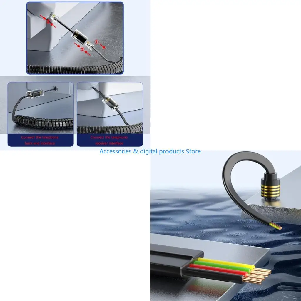 77JD Universal 360degree Rotate Telephone Cord Detangler Handset Cable Anti-winding