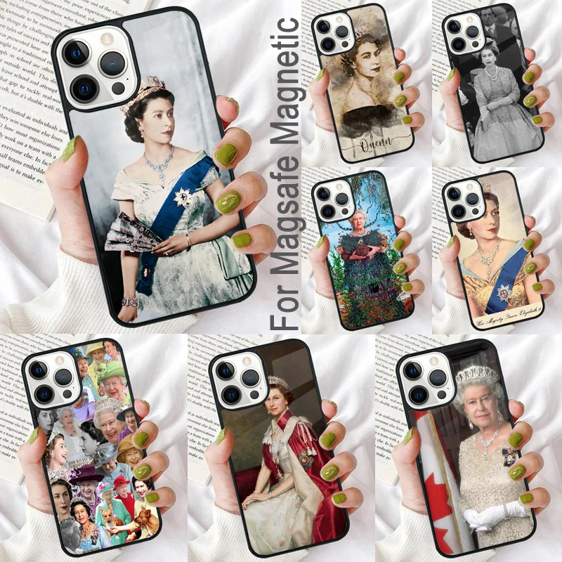 England Queen Elizabeth II Magnetic Soft Phone Case for iPhone 16 Promax 15 Pro 13 14 Plus 11 12 Mini MagSafe Coque