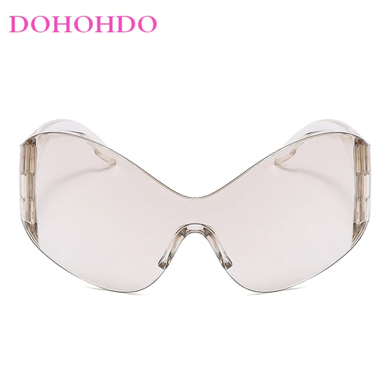 المتضخم Y2K الشرير بدون شفة قطعة واحدة النساء النظارات الشمسية الفاخرة مصمم الرجال مكبرة الرياضة في الهواء الطلق يندبروف نظارات للجنسين UV400 #4