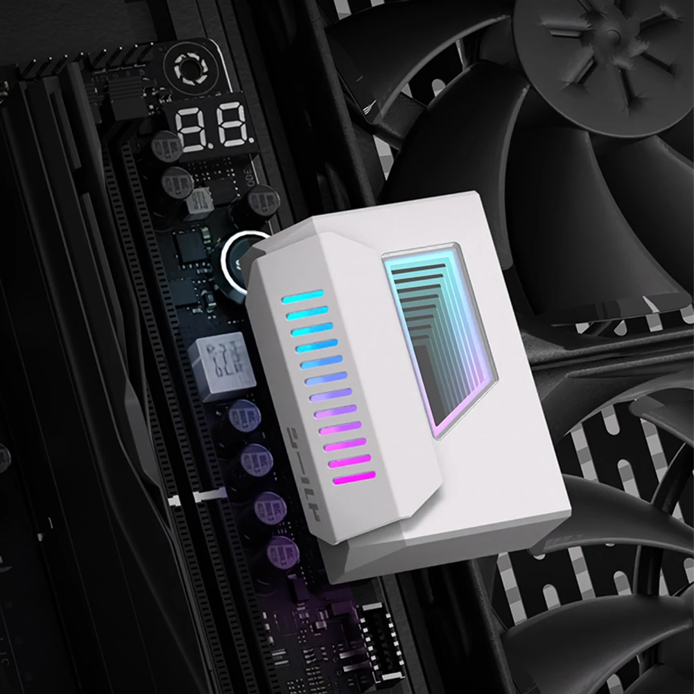 ATX 24ピン - 180度電源プラグアダプター（インフィニティミラーARGBライト付き）メス-オス電源アダプター 24ピン角度アダプター