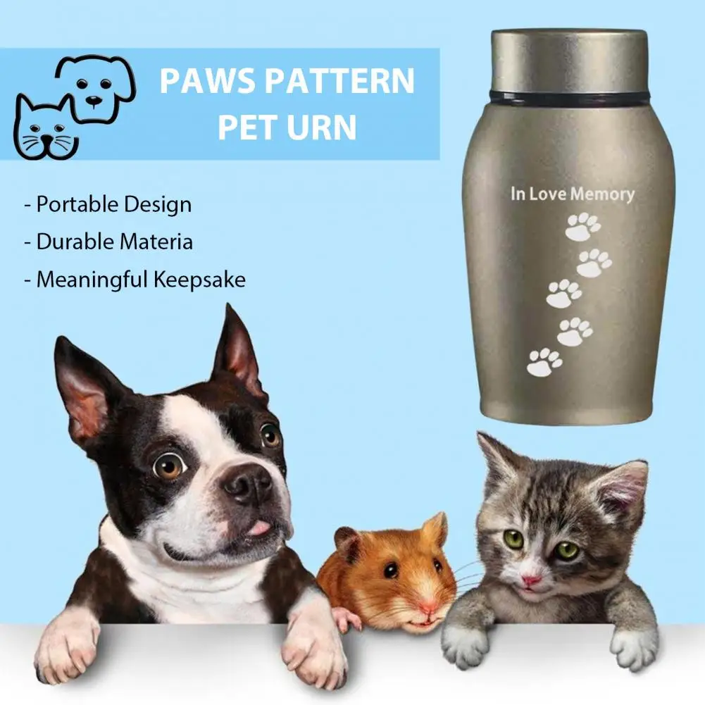 Urnas coloridas de cão de aço inoxidável, cinzas de cremação de rato pássaro, urna selada, funeral para animal de estimação, cão e gato