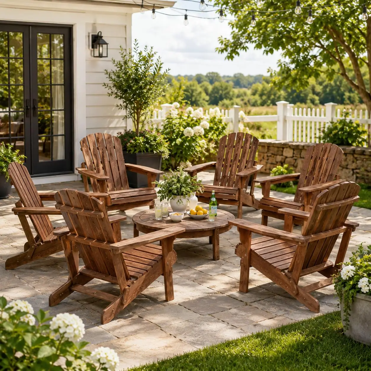 Oversized Folding Adirondack Chair Set of 6, Hemlock Wood Patio Fire Pit Chair , Customized
