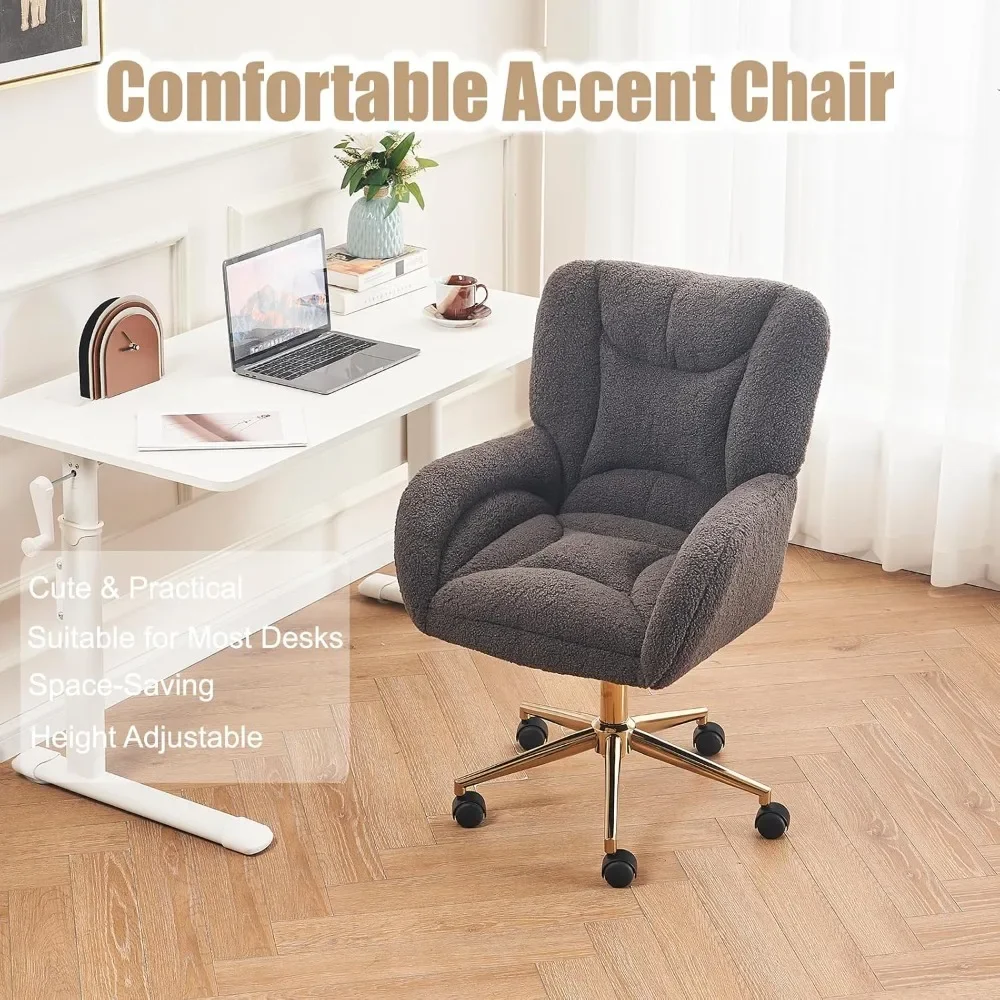 كرسي مكتب كمبيوتر منجد بارتفاع قابل للتعديل مع عجلات، كرسي مهام حديث للاستخدام المكتبي والمنزلي، كرسي مكياج واي فاي