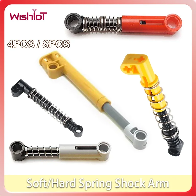 4PCS/8PCS/16PCS Shock Arm MOC Technology DIY Parts Bricks Soft/Hard Suspension Spring Building Blocks for Car Toys