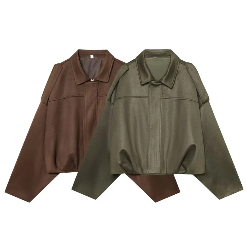 NERHEFZ Giacche da donna Moda Autunno Maniche a pipistrello larghe Giacche da donna eleganti Chic Street Youth Maniche lunghe Cappotti femminili