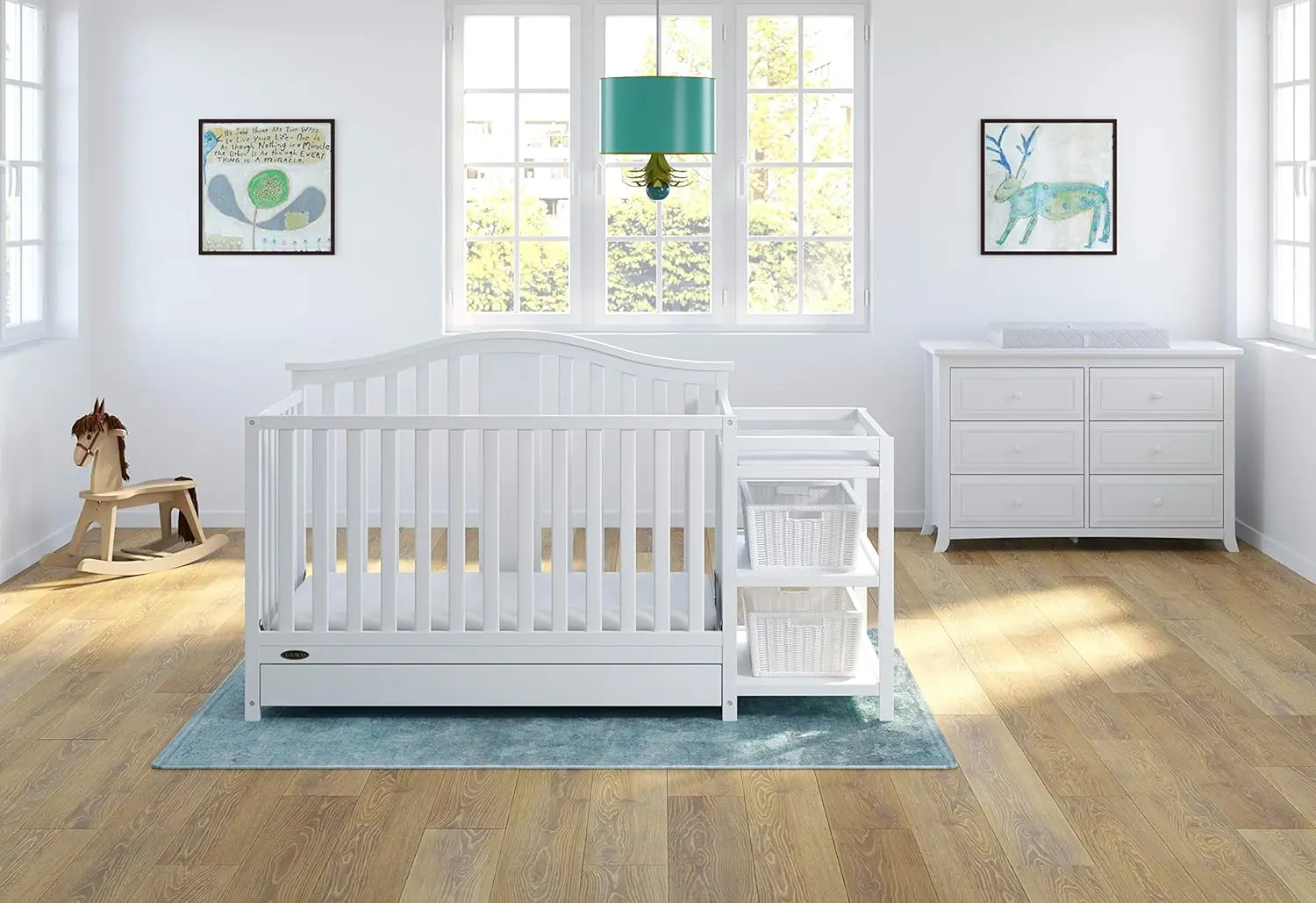 Graco Solano 4-in-1 Convertible Crib and Changer with Drawer (White) – Crib and Changing Table Combo with Drawer, Includes Chang