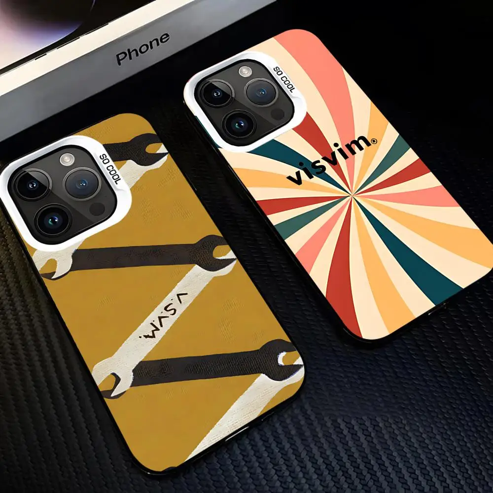 العلامة التجارية visvim designS جراب هاتف متدرج IMD ملون فضي مناسب لهاتف iPhone17 16 15 14 13 12 11Pro Max