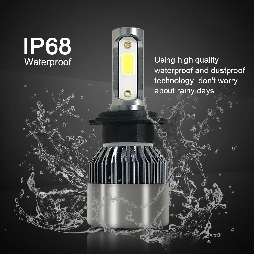 مصابيح أمامية بإضاءة H7 بإضاءة ليد عالية ومنخفضة ، رقائق الكوز البيضاء ، مروحة تبريد ، قابس-N-Play ، 25000 لومن ، 2 #6