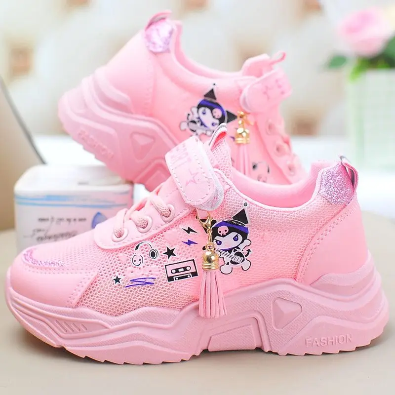 New Kuromi Anime Casual Mesh Sneakers Sanrio Kawaii Sweet Cartoon Cute Student Breathable Running Shoes Fashion Gift for Kids