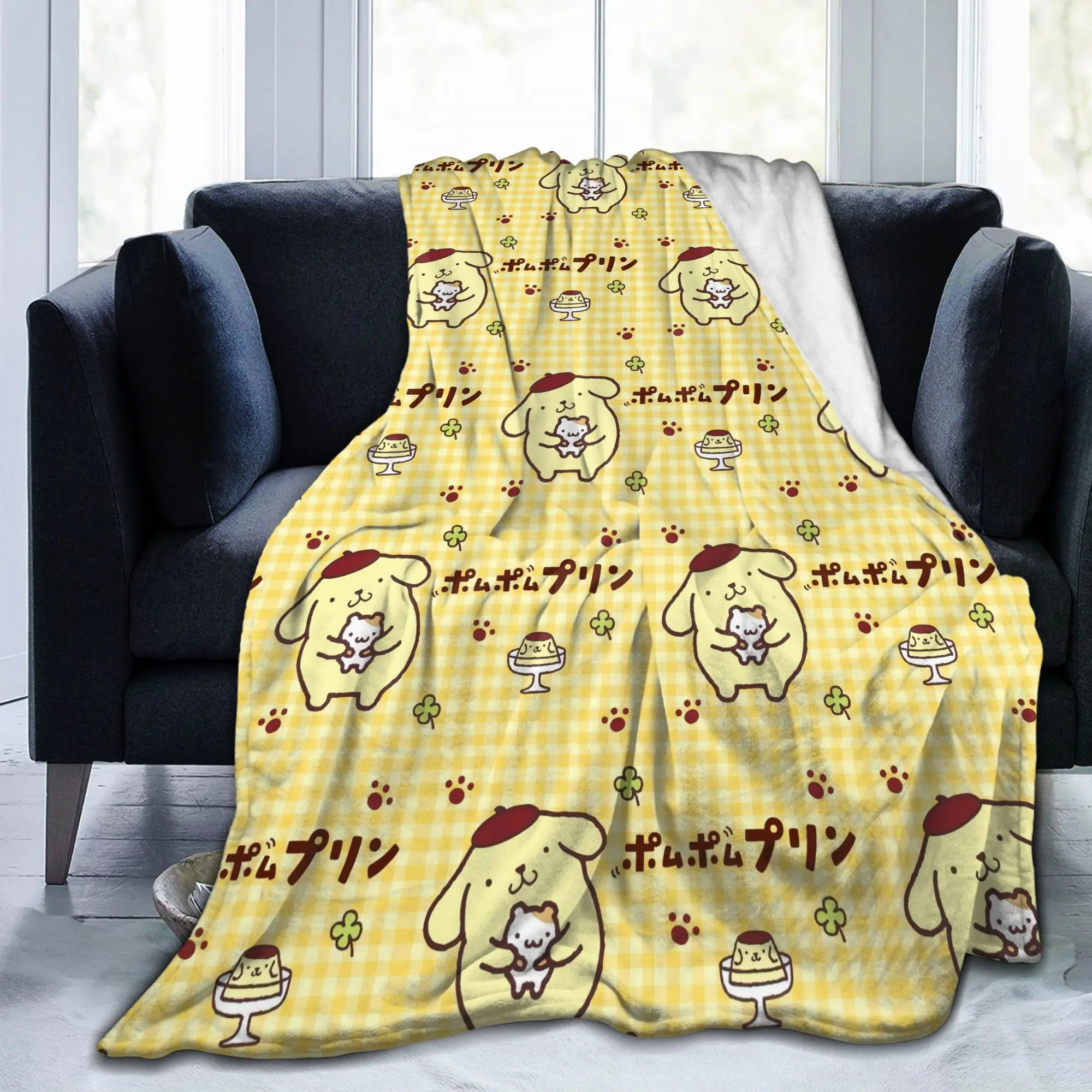 

Pom Pom Purin Cartoon Blanket Cover Flannel Animal Dog Super Warm Throw Blankets for Bed Bedspread