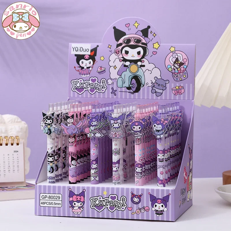 sanrio desenhos animados kuromi gel canetas black press canetas canetas a base de agua papelaria escritorio caneta assinatura material escolar 05 48 pcs 01