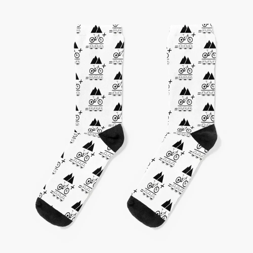 

Mountain Biking Funny - Mountain + Bike = Happiness Socks funny gifts Lots christmas gifts Mens Socks Women's