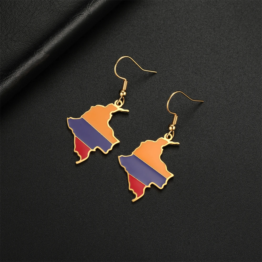 Colombia Map Earrings Women Stainless Steel Trendy Colombiana Flag Pendant Earring Ethnic Patriotic Jewelry Gifts