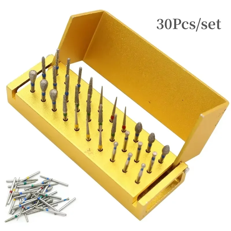 

30pcs/box Dental Burs Kit Diamond Burs Drill For High Speed Handpiece Holder Alloy Teeth Whitening Tools Dental Instrument