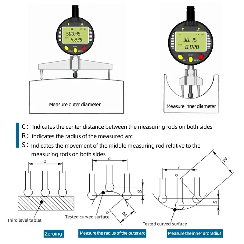 2026 High precision digital radius gauge arc ball diameter available