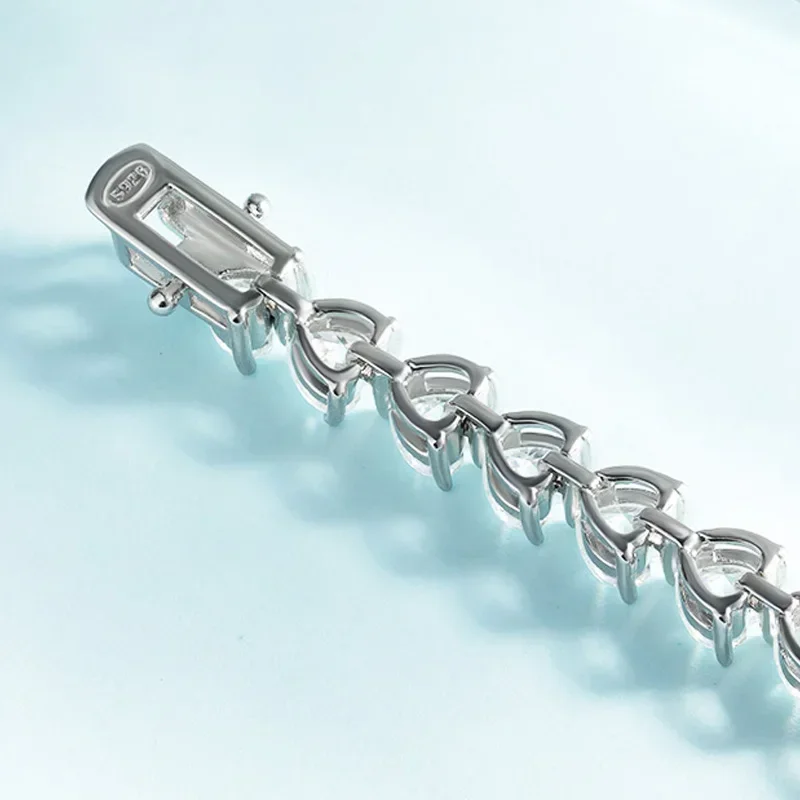 TFGLBU Cute 6mm Heart Cut Zircon Tennis Bracelet for Women Shine 100% Solid 925 Silver Birthday Gift Wedding Jewelry Wholesale