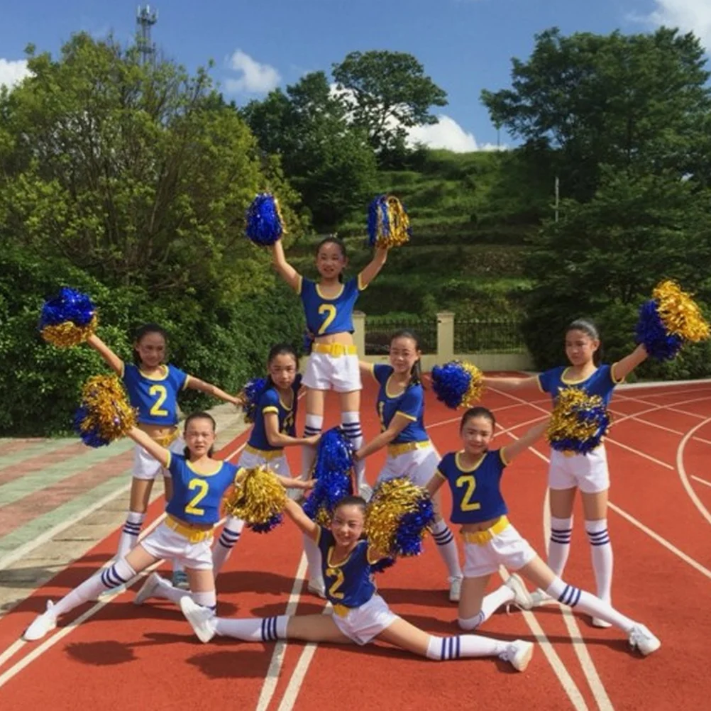 10 Pcs Cheerleader Supllies Props with Handle Football Gliter Pompoms for Cheerleaders