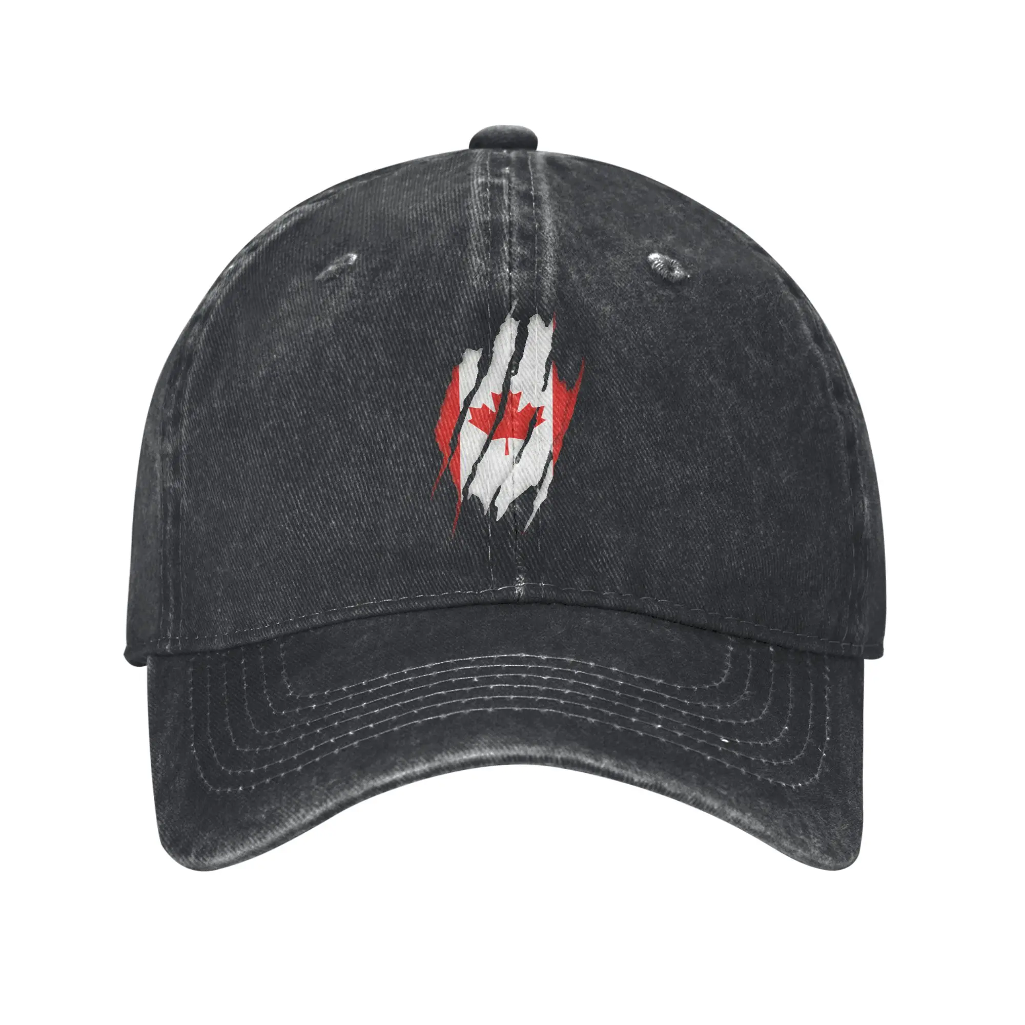 Canada Canadian Flag Maple Baseball Cap Retro Distressed Denim  Snapback Cap for Men Women Summer Adjustable Fit Hats Cap