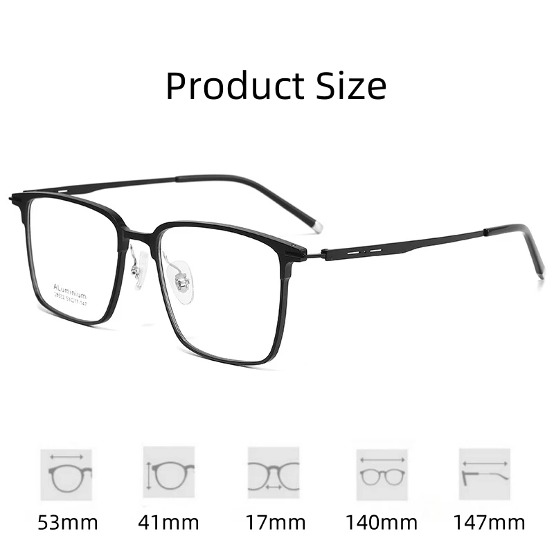 FIRADA Fashion Square Glasses Retro Comfortable Aluminum Magnesium Eyewear Luxury Prescription Eyeglasses Frame For Men 28532SF