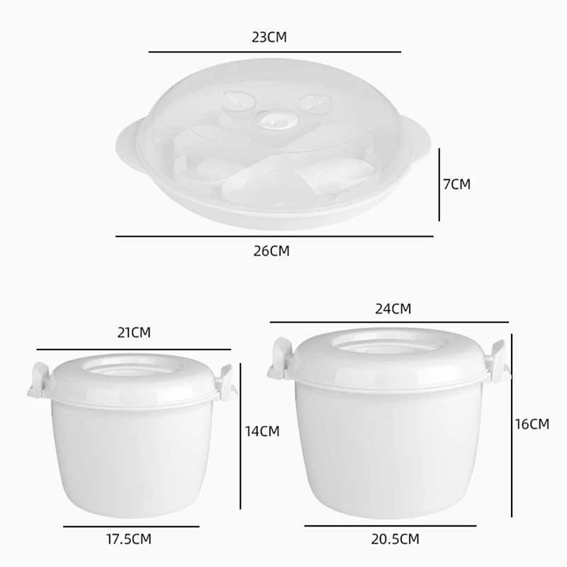 A56K Microwave Rice Cooker Multifunction Small Lunch Container Microwave Cooker Cookware for Microwave Oven 20.5x16x24cm