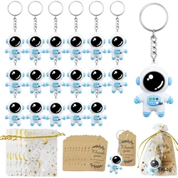 10 sets of astronaut astronaut space keychain with thank you label and star moon organza bag for birthday party shower gifts