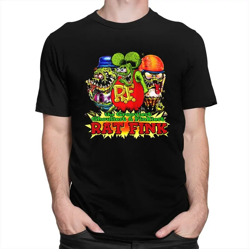 Custom Anime Cartoon Rat Fink T Shirt for Men Tshirt Tee T-shirts Loose Fit Clothing